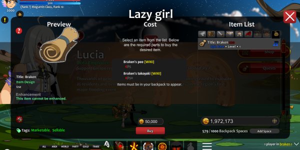 Lucia's Lazy Persona Belies Her Epic Weapons: Braken Guitar and Title now with +25 Damage Boost in /join braken!