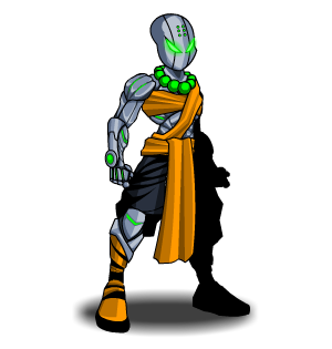 Silver Cyborg Monk male